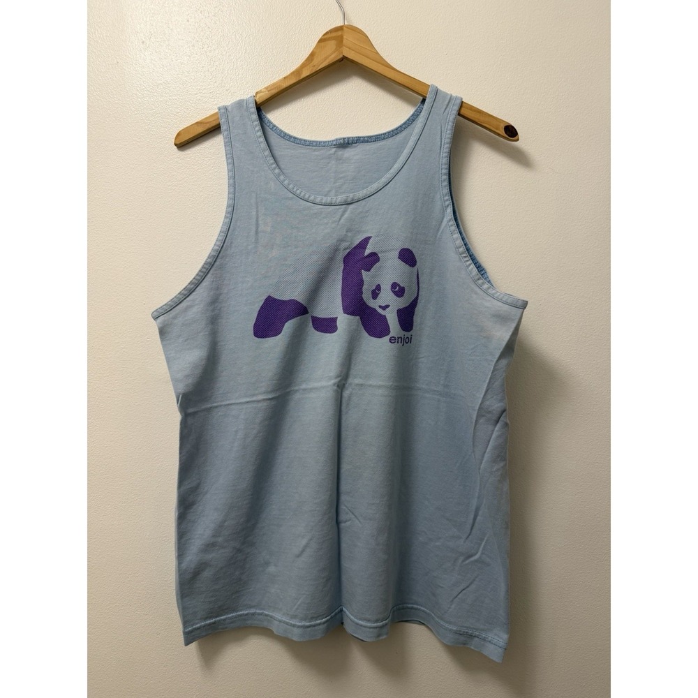 Vintage Enjoi Skateboard OG Panda Logo Blue Tank Top Shirt Men's Small 90s